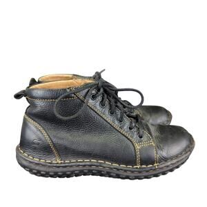 Born Oxfords Lace-up Ankle Boots Booties‎ Women's Size 7.5 Black Leather Retro